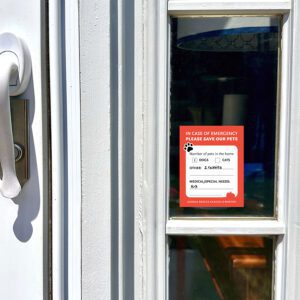 Pet emergency decal affixed to window